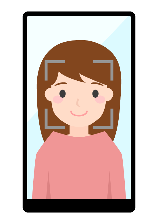 スマホの顔認証（女性）のイラスト