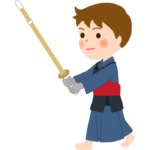 剣道／竹刀を持った男の子のイラスト