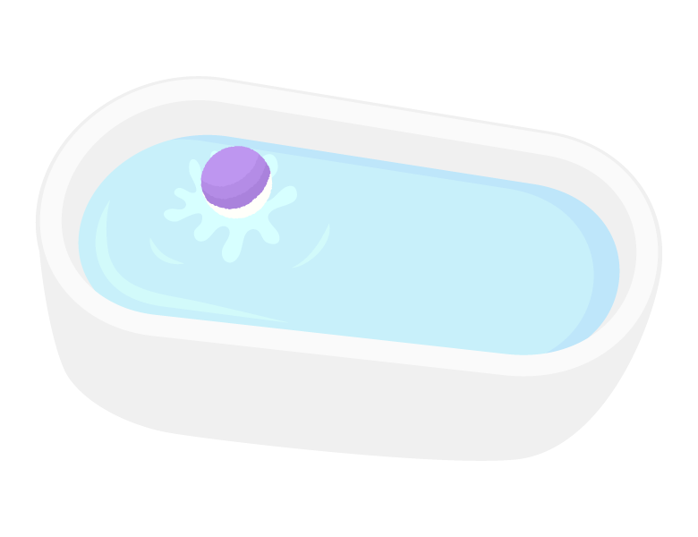 固形の入浴剤とお風呂のイラスト