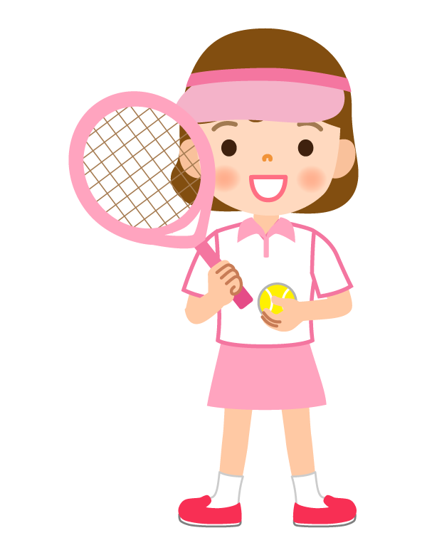 テニス／女の子のイラスト