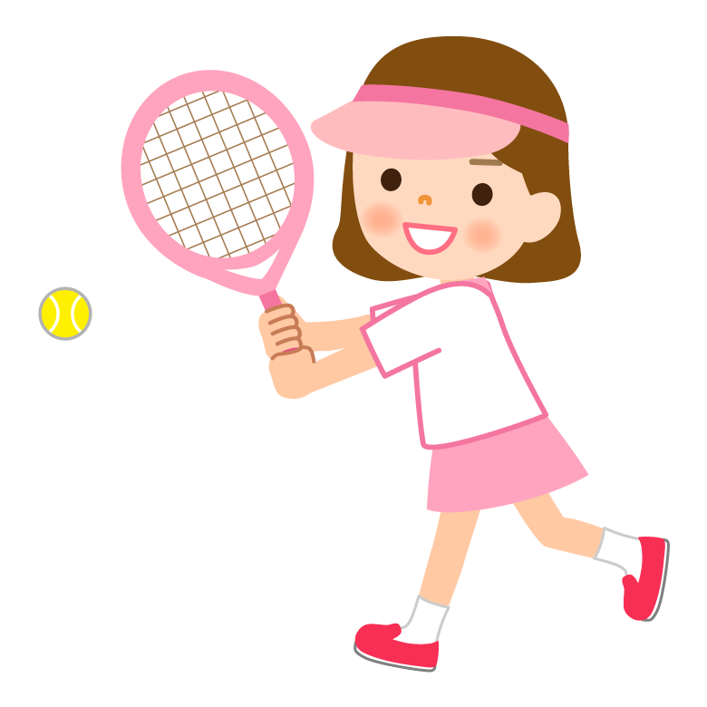 テニスをする女の子のイラスト