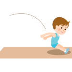 走幅跳で着地をする男の子のイラスト