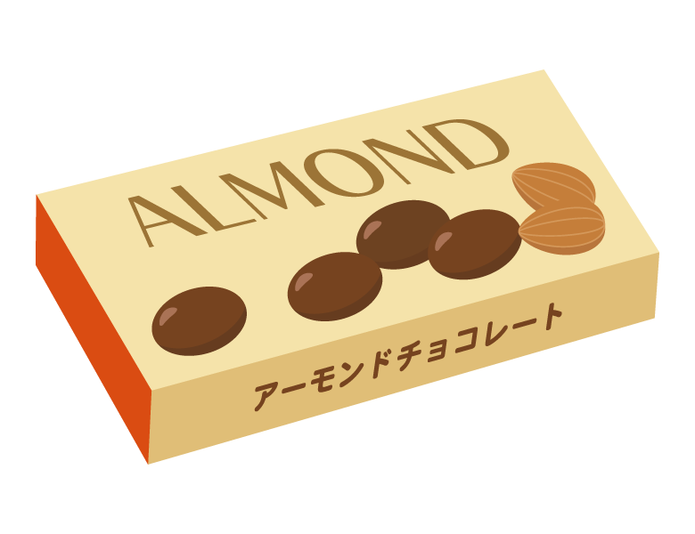 アーモンドチョコレート（箱）のイラスト