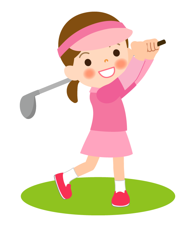 子どものゴルフ／女の子のイラスト