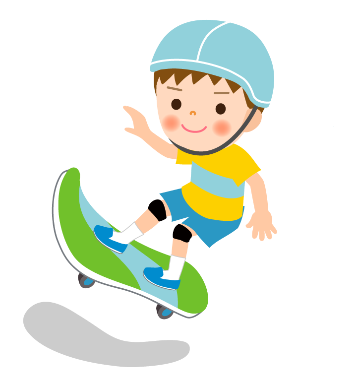 子どものスケートボード／男の子のイラスト