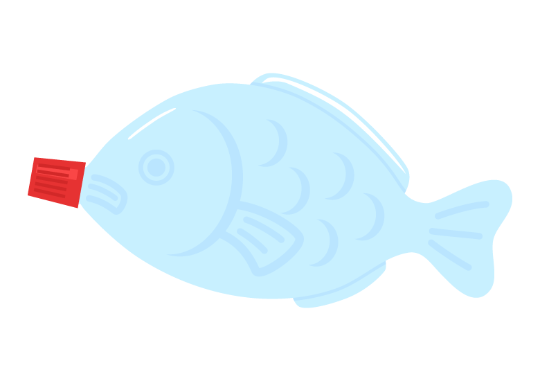 空のランチャーム／魚の形をした醤油入れのイラスト