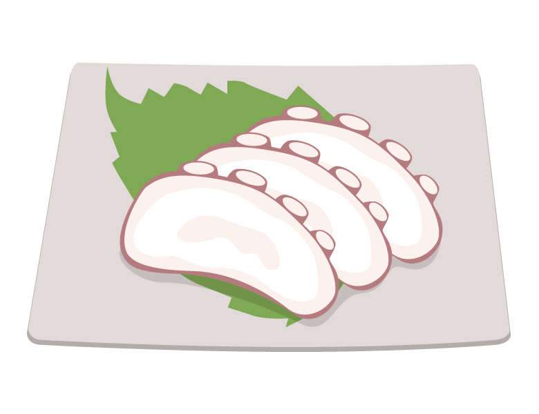 タコ（蛸）のお刺身のイラスト