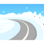 雪道／冬の道路のイラスト