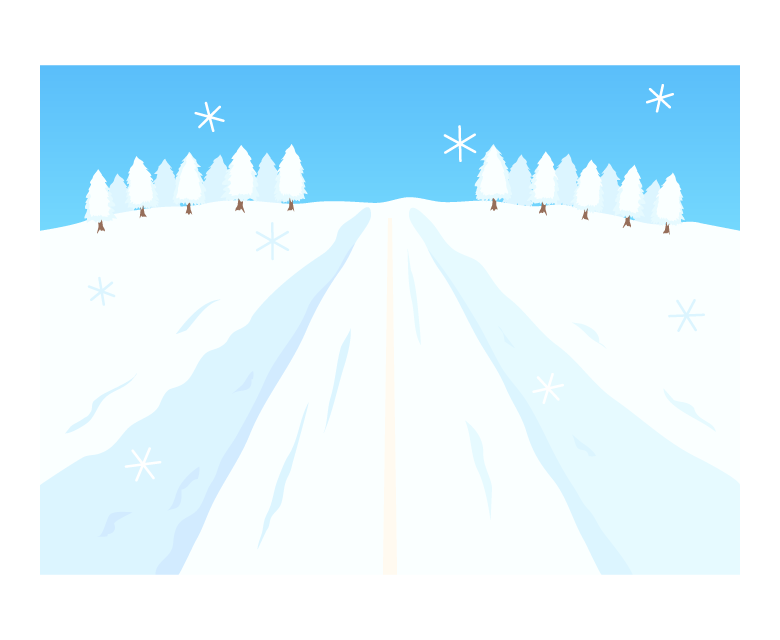 雪道／凍結した道路のイラスト