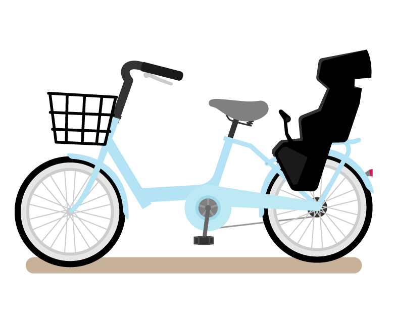 チャイルドシート付き自転車のイラスト