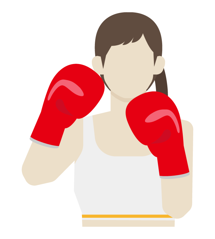 女性ボクサー／ボクシングのイラスト
