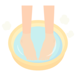 桶で足湯のイラスト