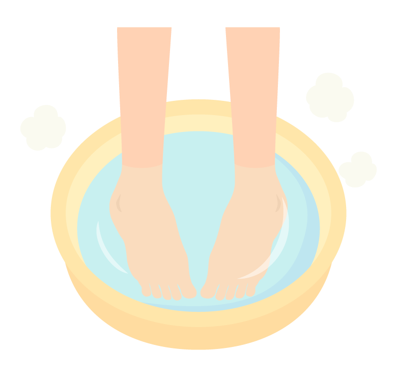 桶で足湯のイラスト