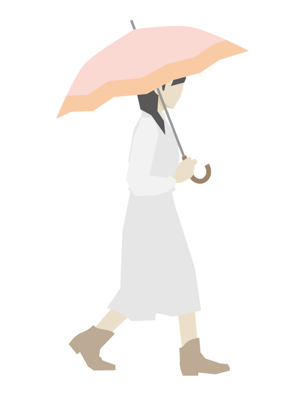 傘をさして歩く女性のイラスト02
