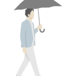 傘をさして歩く男性のイラスト