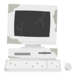 ボロボロの古いパソコンのイラスト