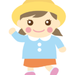 歩いているポーズの幼稚園児（女の子）のイラスト