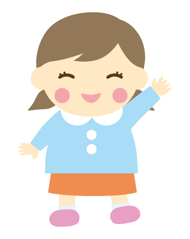 手を挙げている幼稚園児（女の子）のイラスト