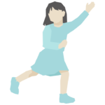 手を挙げて走っている女の子のイラスト