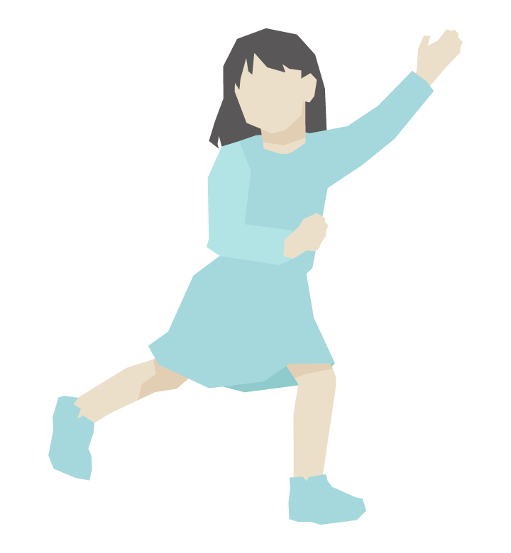 手を挙げて走っている女の子のイラスト