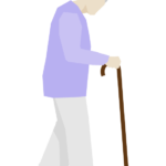 杖をついて歩くおばあさんのイラスト