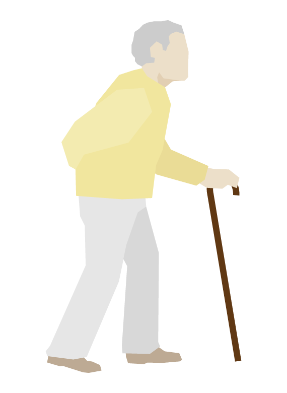 杖をついて歩くおじいさんのイラスト