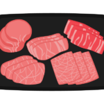 焼肉／いろいろな部位のお肉のセットのイラスト