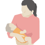 赤ちゃんを抱っこしているお母さんのイラスト