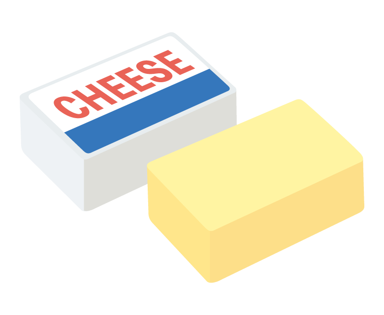 四角形のチーズのイラスト