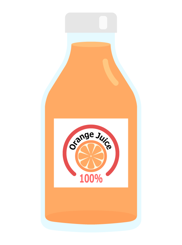 オレンジジュース（果汁100％）のイラスト