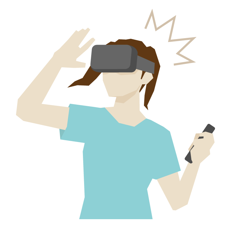 VRヘッド／ゲーム／女性のイラスト