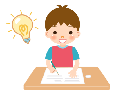 勉強やテスト中に閃いた男の子のイラスト | 無料のフリー素材 イラストエイト