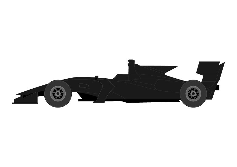 黒いフォーミュラーカー（横アングル）のイラスト