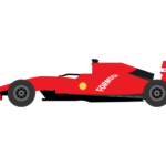 赤いフォーミュラーカー（横アングル）のイラスト