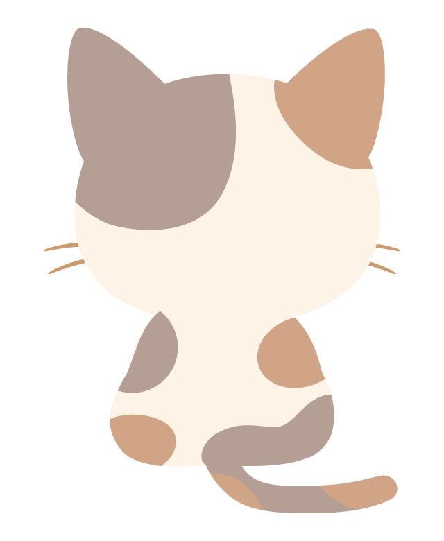 パステル三毛猫（後ろ姿）のイラスト