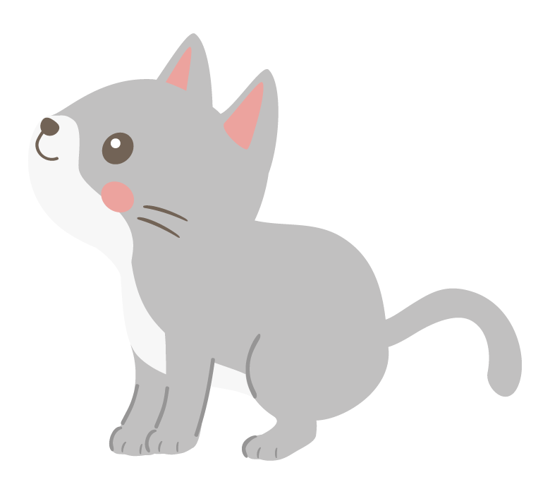 上を見ているグレー白の猫のイラスト