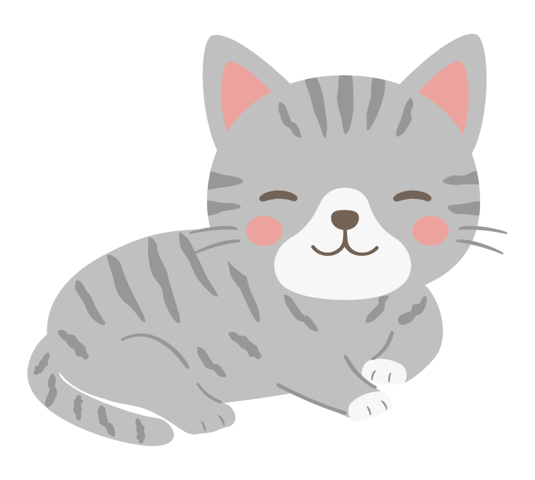 寝転んでいるサバ白の猫のイラスト