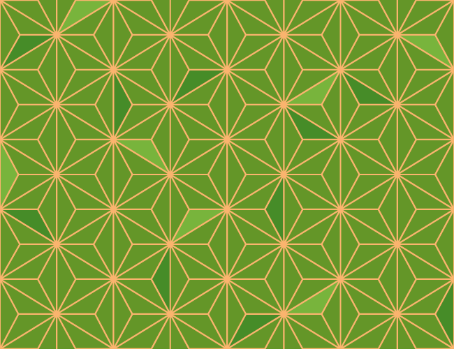 緑色の麻の葉／和柄／和風素材のテクスチャーのイラスト