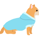 フード付きの服を着た柴犬のイラスト
