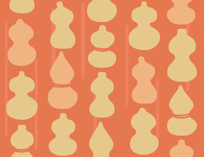 橙色の瓢箪（ひょうたん）文様／和風素材のテクスチャーのイラスト
