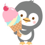 アイスクリームとペンギンのイラスト
