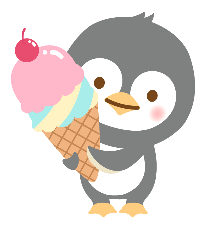 アイスクリームとペンギンのイラスト