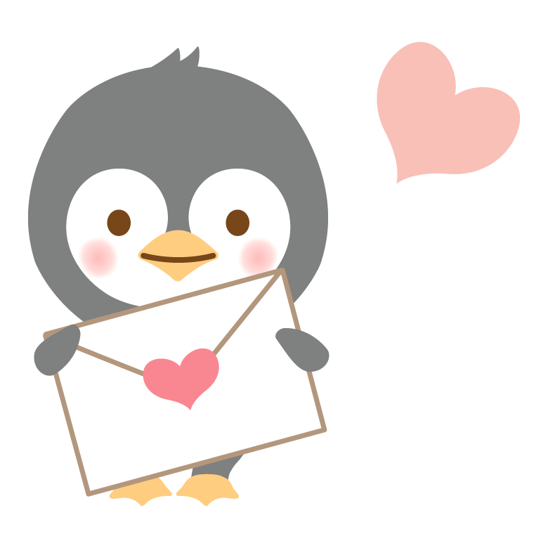 手紙とかわいいペンギンのイラスト