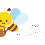 はちみつを運ぶかわいいミツバチのイラスト