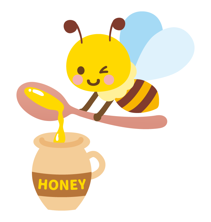 はちみつとかわいいミツバチのイラスト