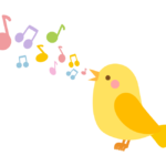 歌っているかわいい小鳥さんのイラスト