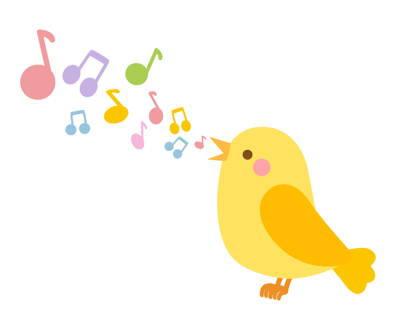 歌っているかわいい小鳥さんのイラスト