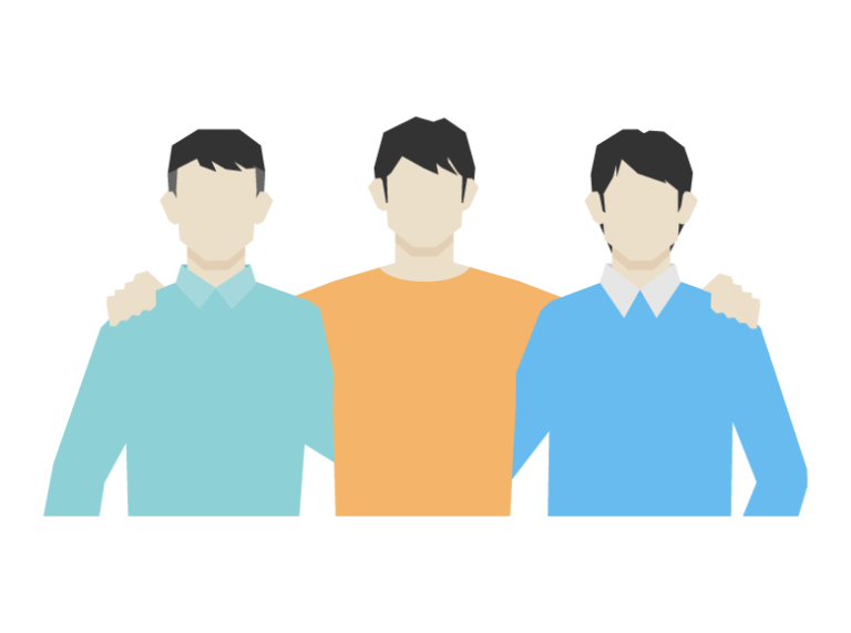 肩組みをする3人の男性のイラスト | 無料のフリー素材 イラストエイト