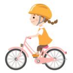 ヘルメットをかぶって自転車に乗る女の子のイラスト