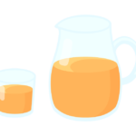 デキャンターとオレンジジュースのイラスト